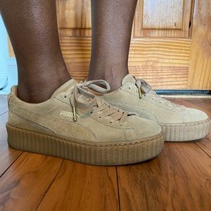 FENTY creeper sneaker by Puma, tan suede
